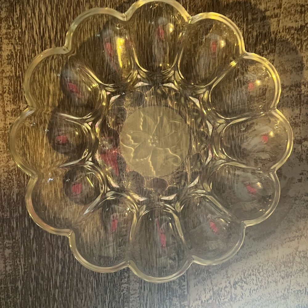 Anchor Hocking clear glass deviled egg plate